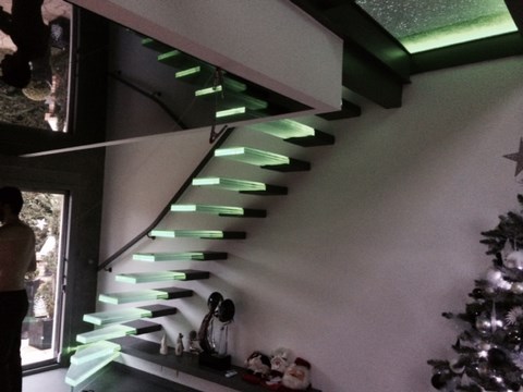 escalier verre